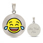 Face with Tears of Joy Silver Necklace Engraved