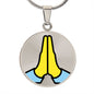 Folded Hands Silver Necklace