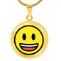 Grinning Face with Big Eyes Moji Luxury Pendent Necklace - Emoji.Express (Engravable)