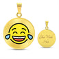 Face with Tears of Joy Gold Necklace Engraved