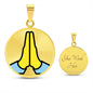 Folded Hands Gold Necklace Engraved