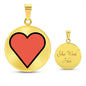 Red Heart Gold Necklace Engraved
