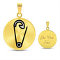 Safety Pin Gold Necklace Engraved