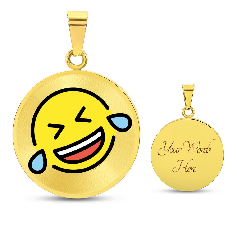 Rolling on Floor Gold Necklace Engraved