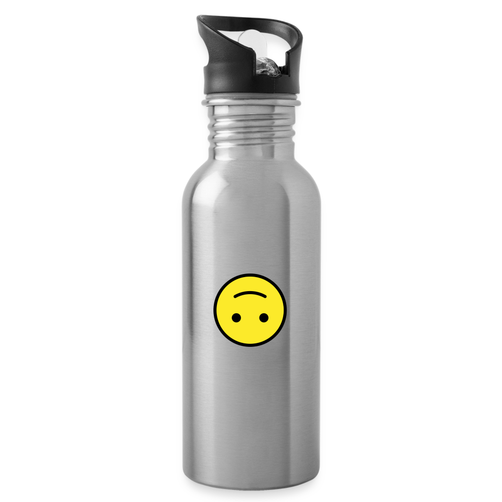 Upside Down Face Emoji Water Bottle - Emoji.Express - silver