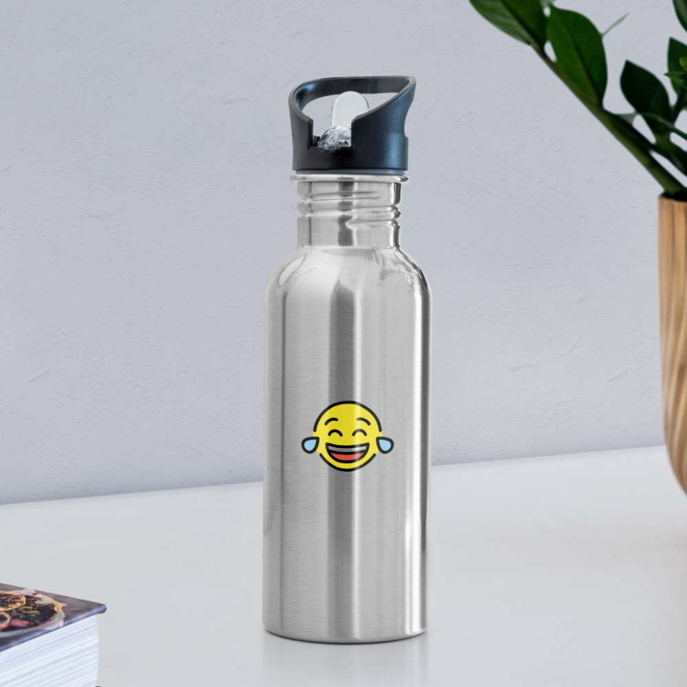Tears of Joy Emoji Water Bottle - Emoji.Express - silver