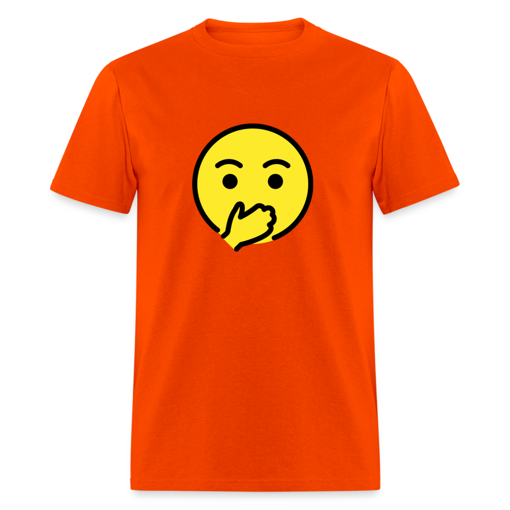 Face with Open Eyes & Hand Over Mouth Emoji Unisex Classic T-Shirt - Emoji.Express - orange