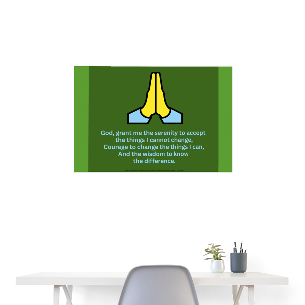 Serenity Prayer + Folded Hands Moji Art Poster 36x24 - Emoji.Express - white
