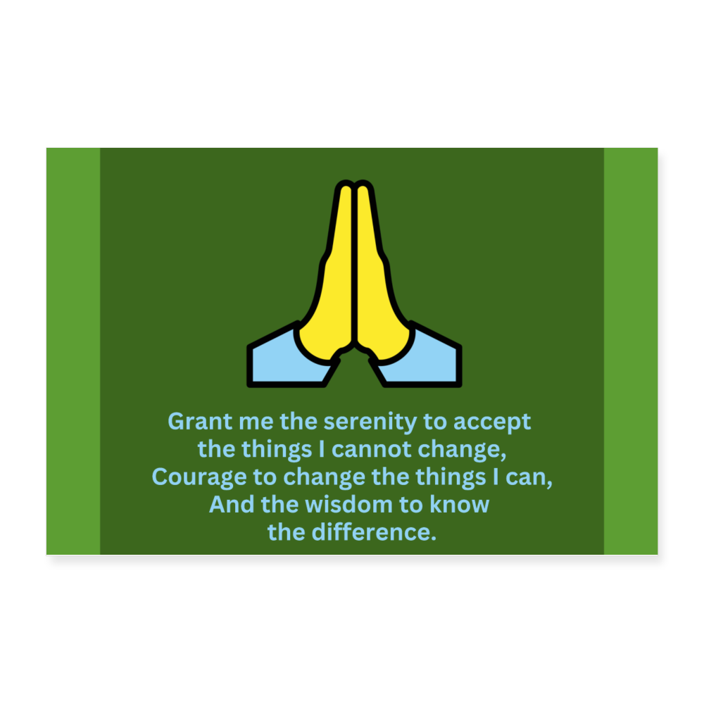 Secular Serenity Prayer + Folded Hands Moji Art Poster 36x24 - Emoji.Express - white