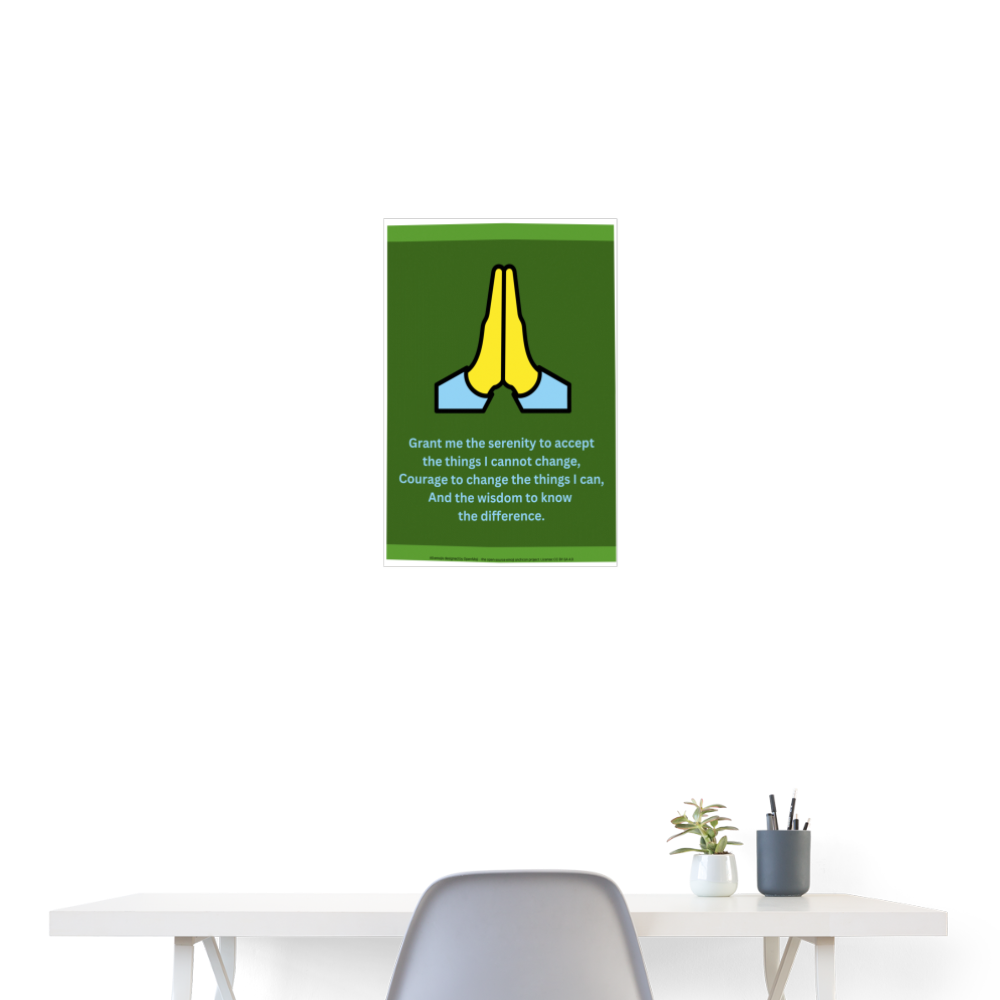 Secular Serenity Prayer + Folded Hands Moji Art Poster 18x24 - Emoji.Express - white