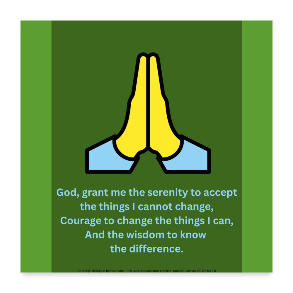 Serenity Prayer + Folded Hands Moji Art Poster 24x24 - Emoji.Express - white