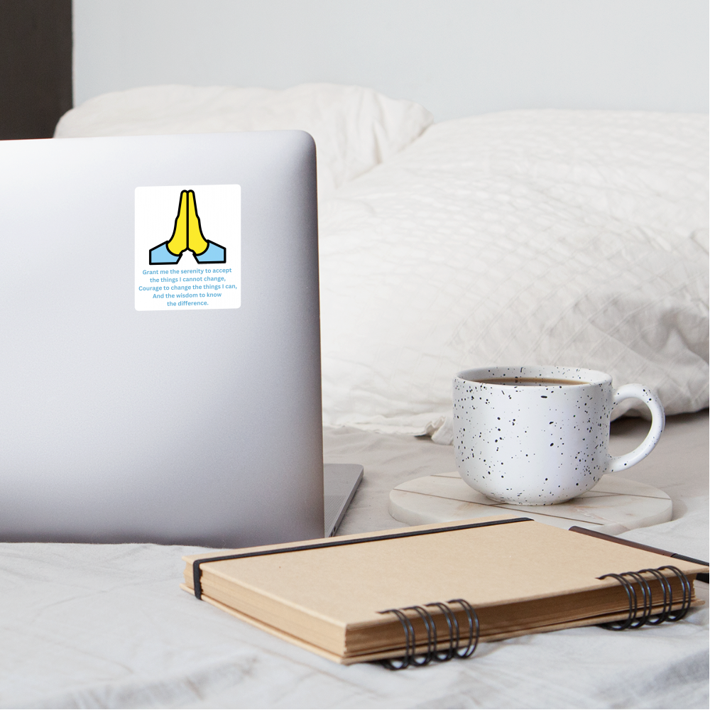 Secular Serenity Prayer + Folded Hands Moji Sticker - Emoji.Express - white matte