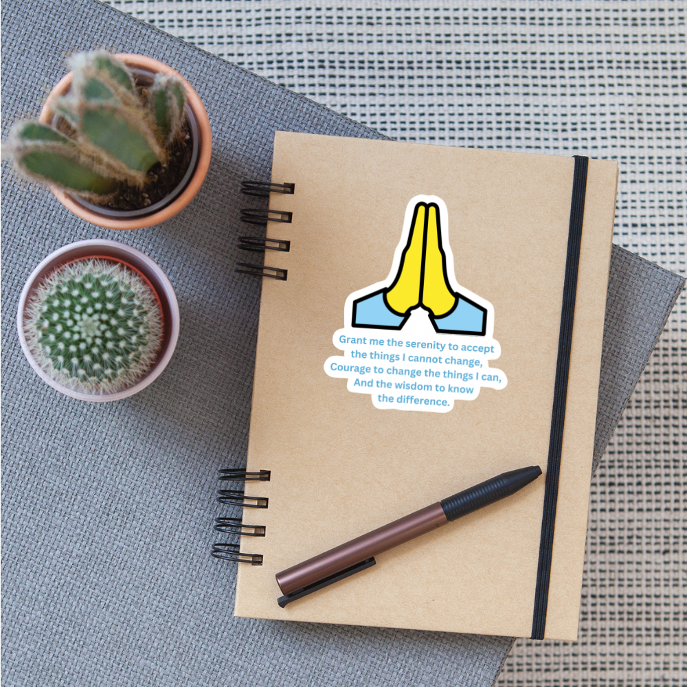 Secular Serenity Prayer + Folded Hands Moji Sticker - Emoji.Express - white matte