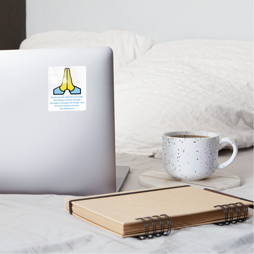 Secular Serenity Prayer + Folded Hands Moji Sticker - Emoji.Express - white glossy