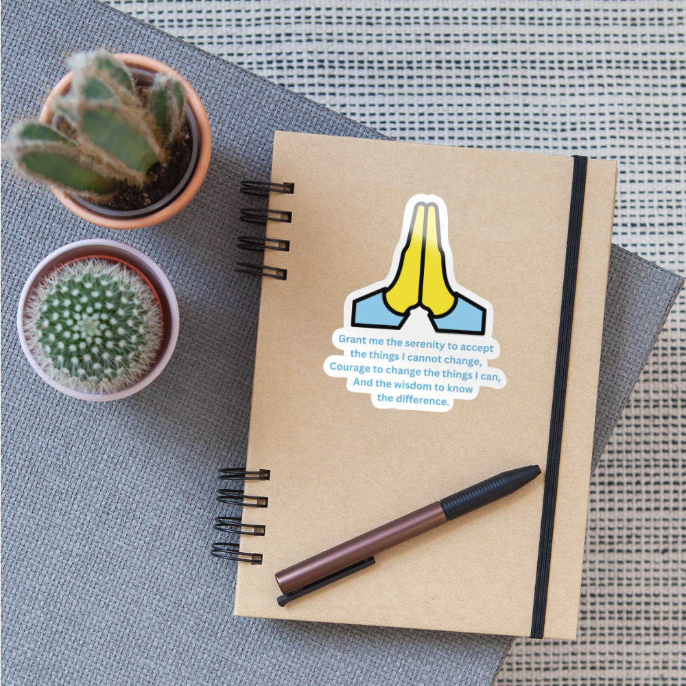 Secular Serenity Prayer + Folded Hands Moji Sticker - Emoji.Express - white glossy