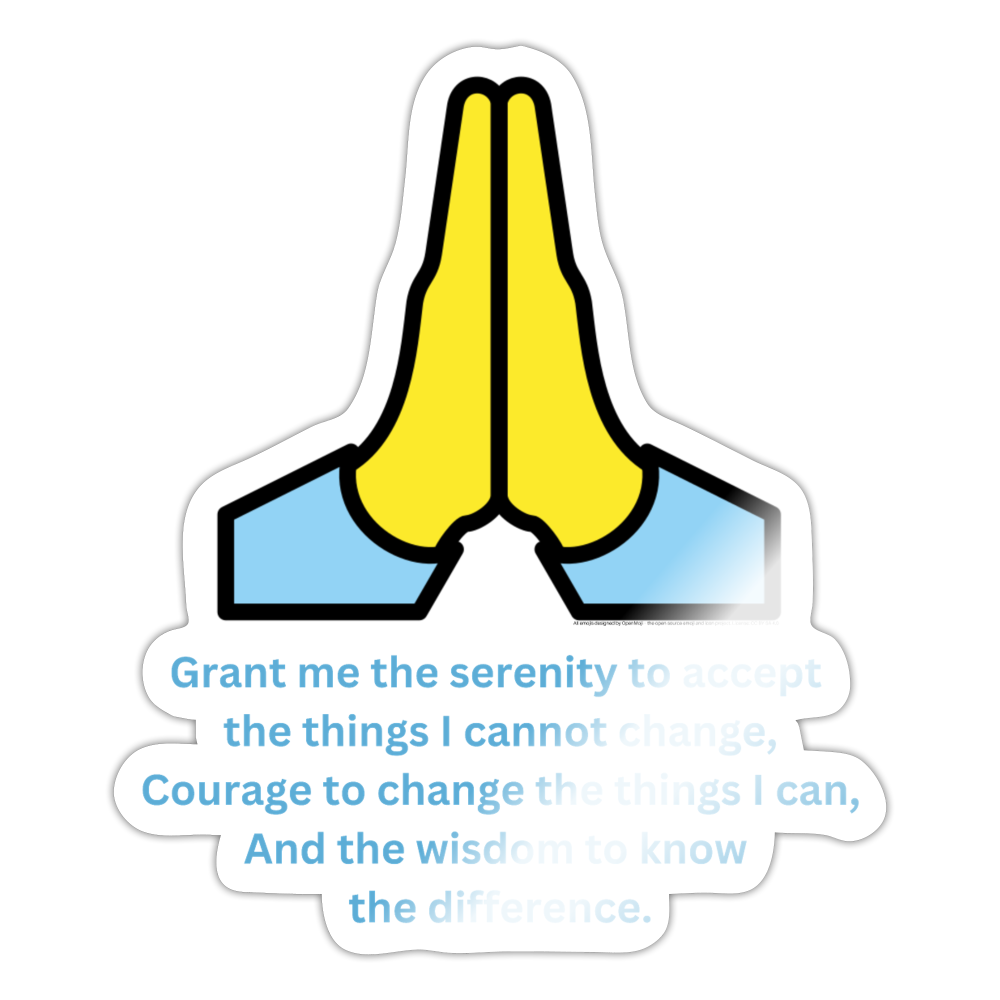 Secular Serenity Prayer + Folded Hands Moji Sticker - Emoji.Express - white glossy
