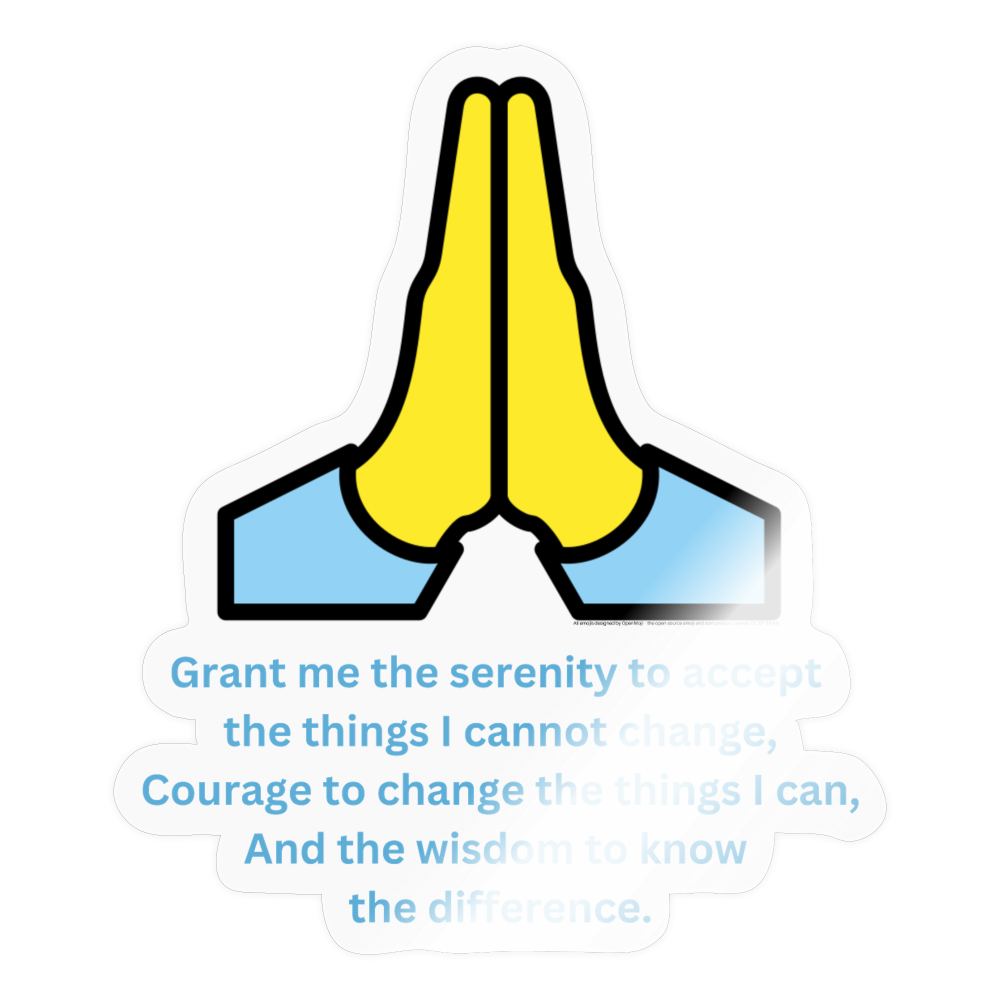Secular Serenity Prayer + Folded Hands Moji Sticker - Emoji.Express - transparent glossy