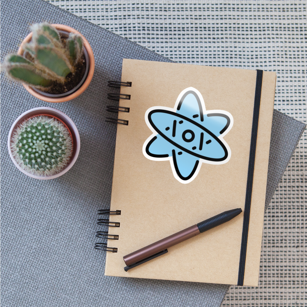 Atom Symbol Moji Sticker - Emoji.Express - white glossy