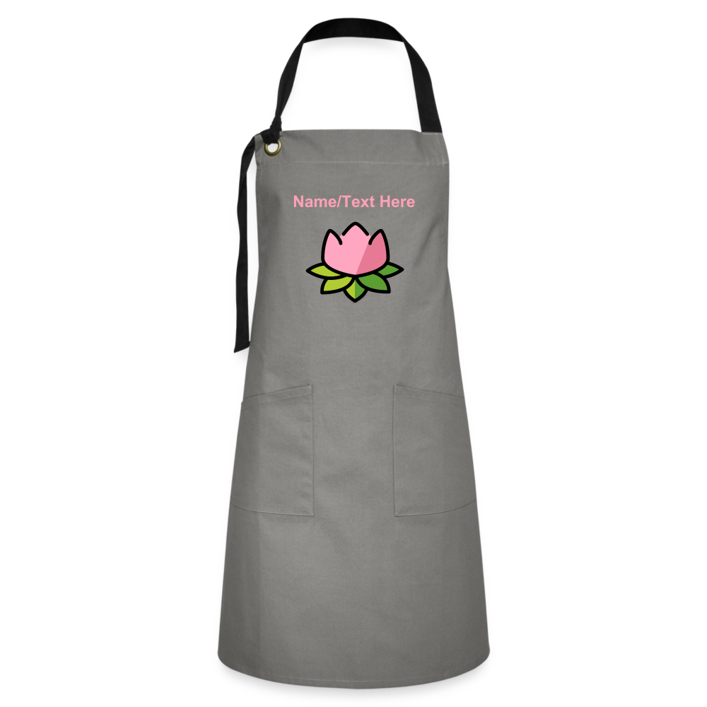 Customizable Lotus Moji Artisan Apron - Emoji.Express - gray/black