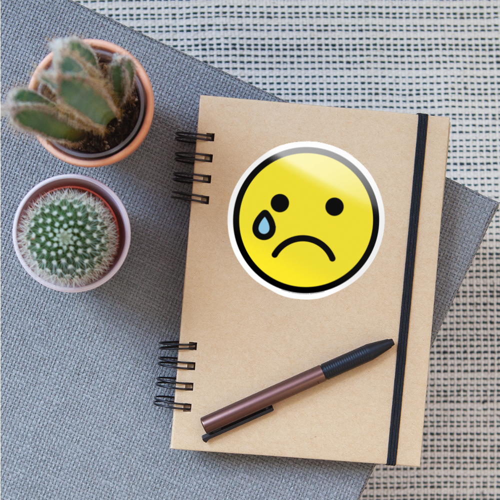 Crying Face Moji Sticker - Emoji.Express - white glossy