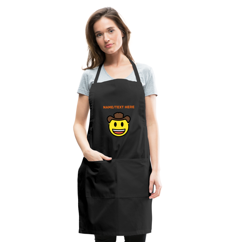 Customizable Cowboy Hat Face Moji Adjustable Apron - Emoji.Express - black