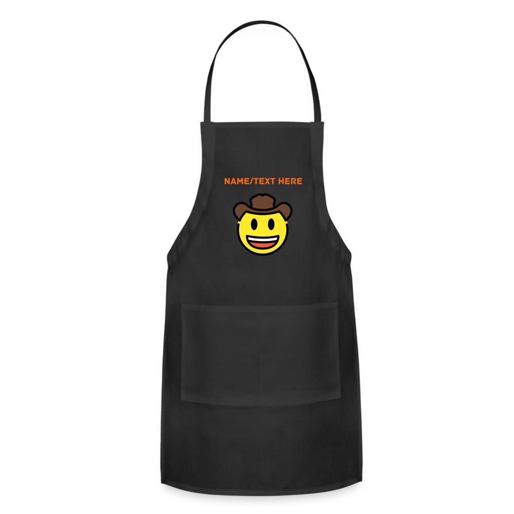 Customizable Cowboy Hat Face Moji Adjustable Apron - Emoji.Express - black