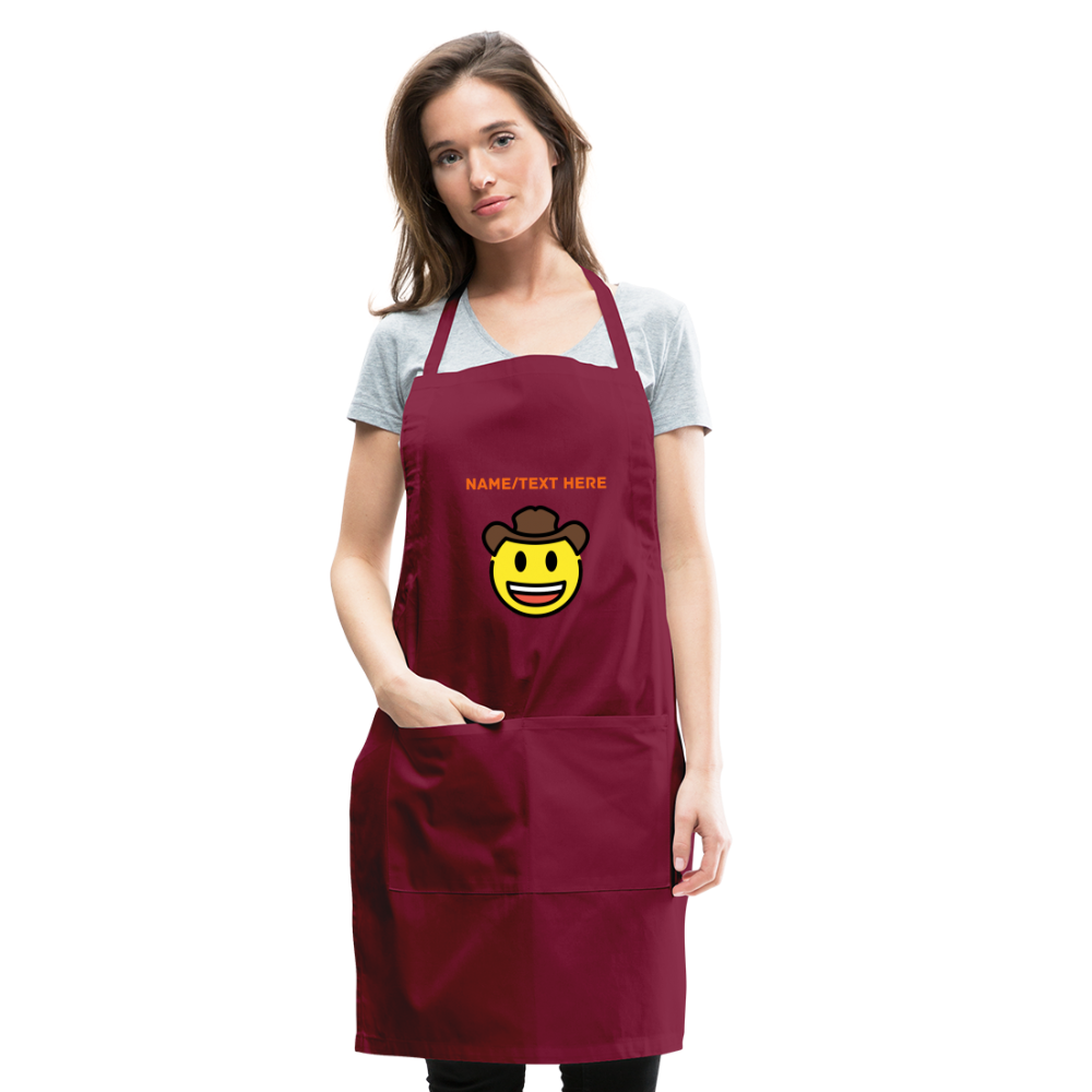 Customizable Cowboy Hat Face Moji Adjustable Apron - Emoji.Express - burgundy