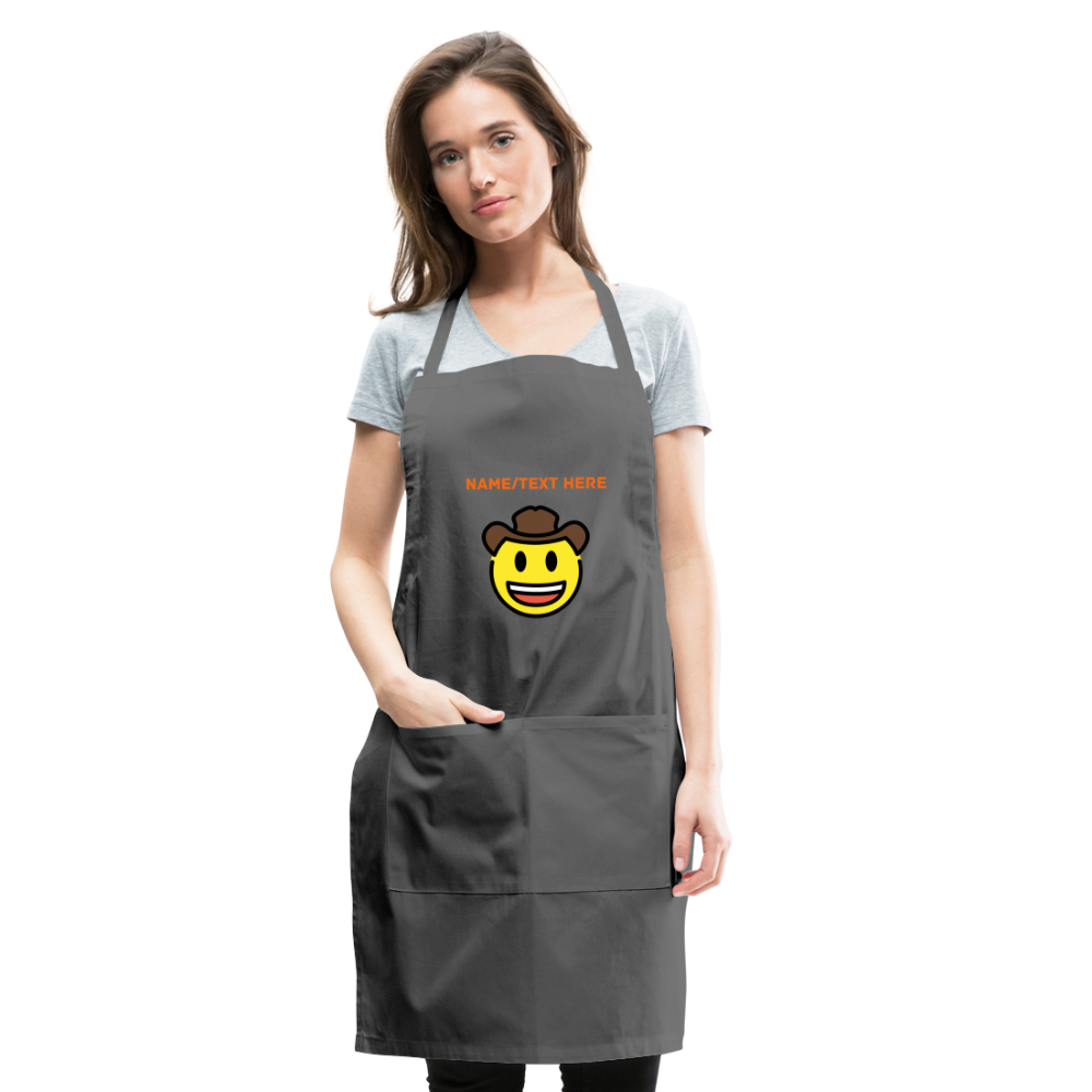 Customizable Cowboy Hat Face Moji Adjustable Apron - Emoji.Express - charcoal