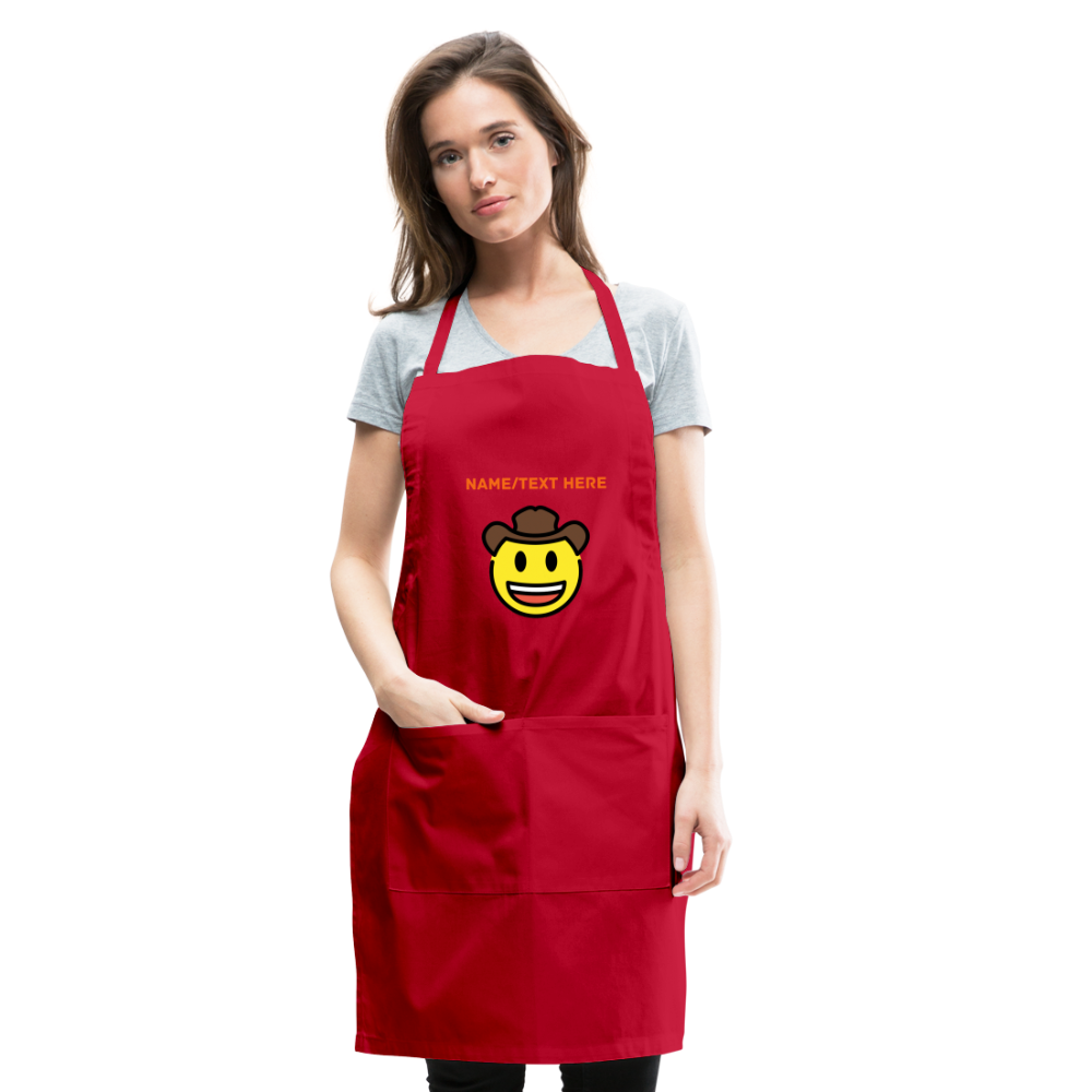 Customizable Cowboy Hat Face Moji Adjustable Apron - Emoji.Express - red