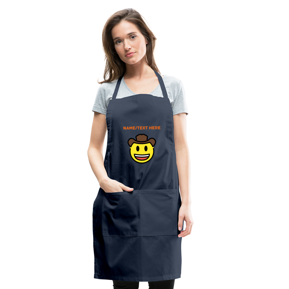 Customizable Cowboy Hat Face Moji Adjustable Apron - Emoji.Express - navy