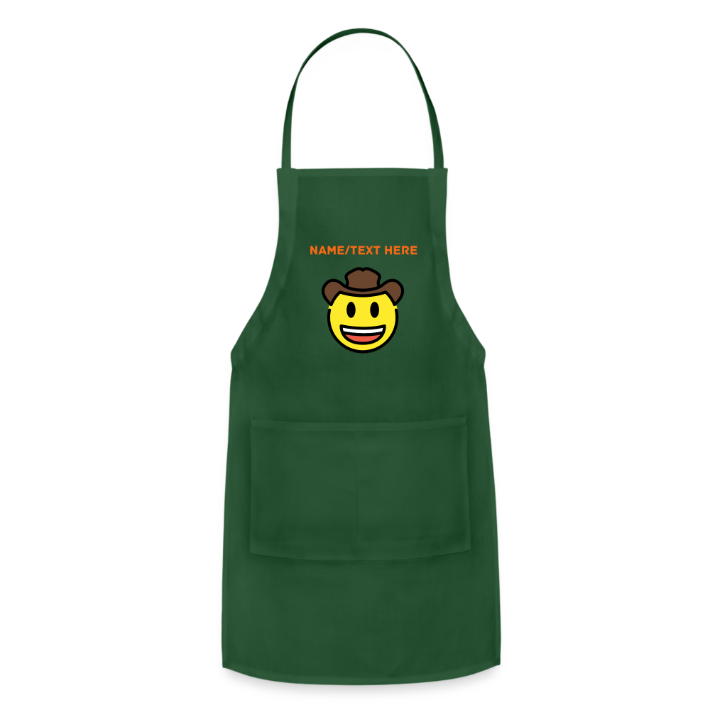Customizable Cowboy Hat Face Moji Adjustable Apron - Emoji.Express - forest green