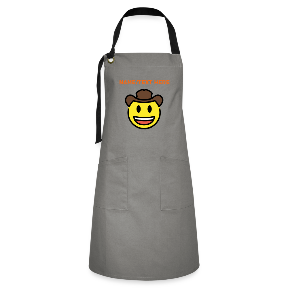 Customizable Cowboy Hat Face Moji Artisan Apron - Emoji.Express - gray/black