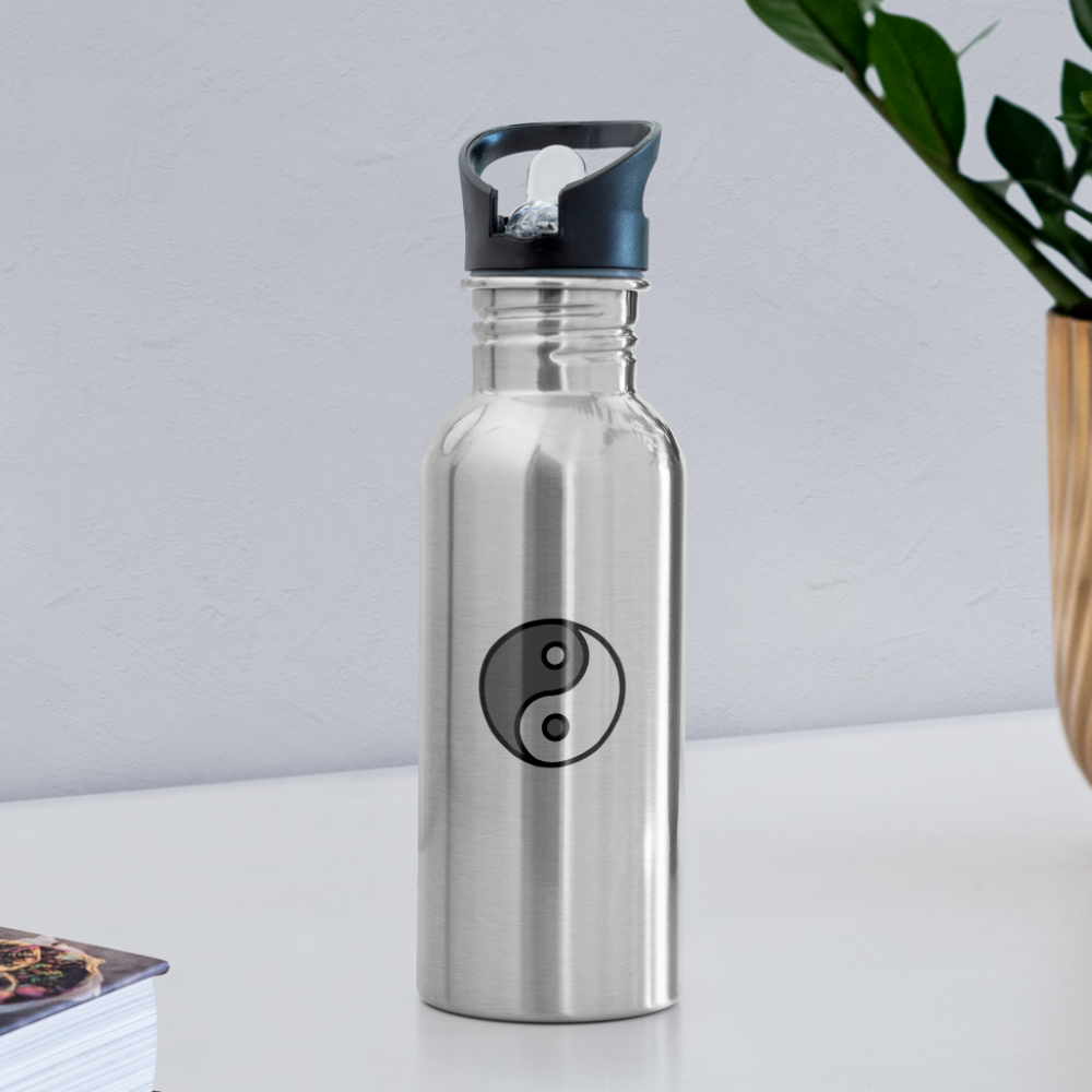 Yin Yang Moji Water Bottle - Emoji.Express - silver
