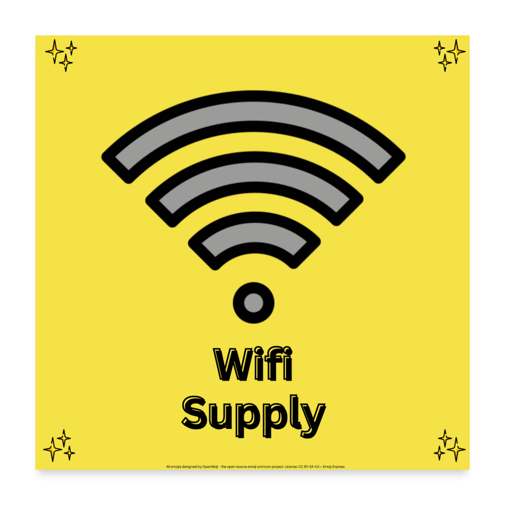 Wifi Supply with Sparkles + Wifi Mojis Wall Art 24x24 Poster - Emoji.Express - white