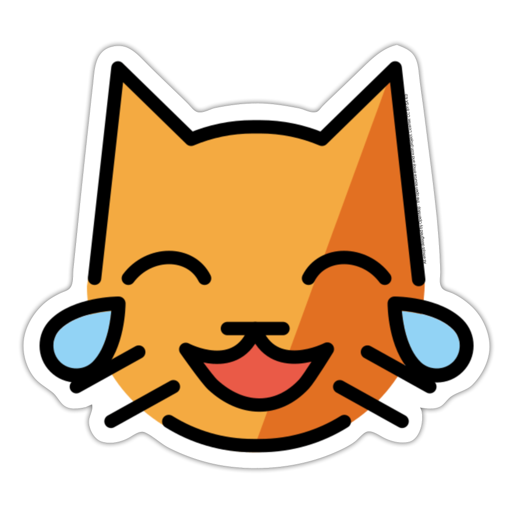 Cat with Tears of Joy Moji Sticker - Emoji.Express - white matte