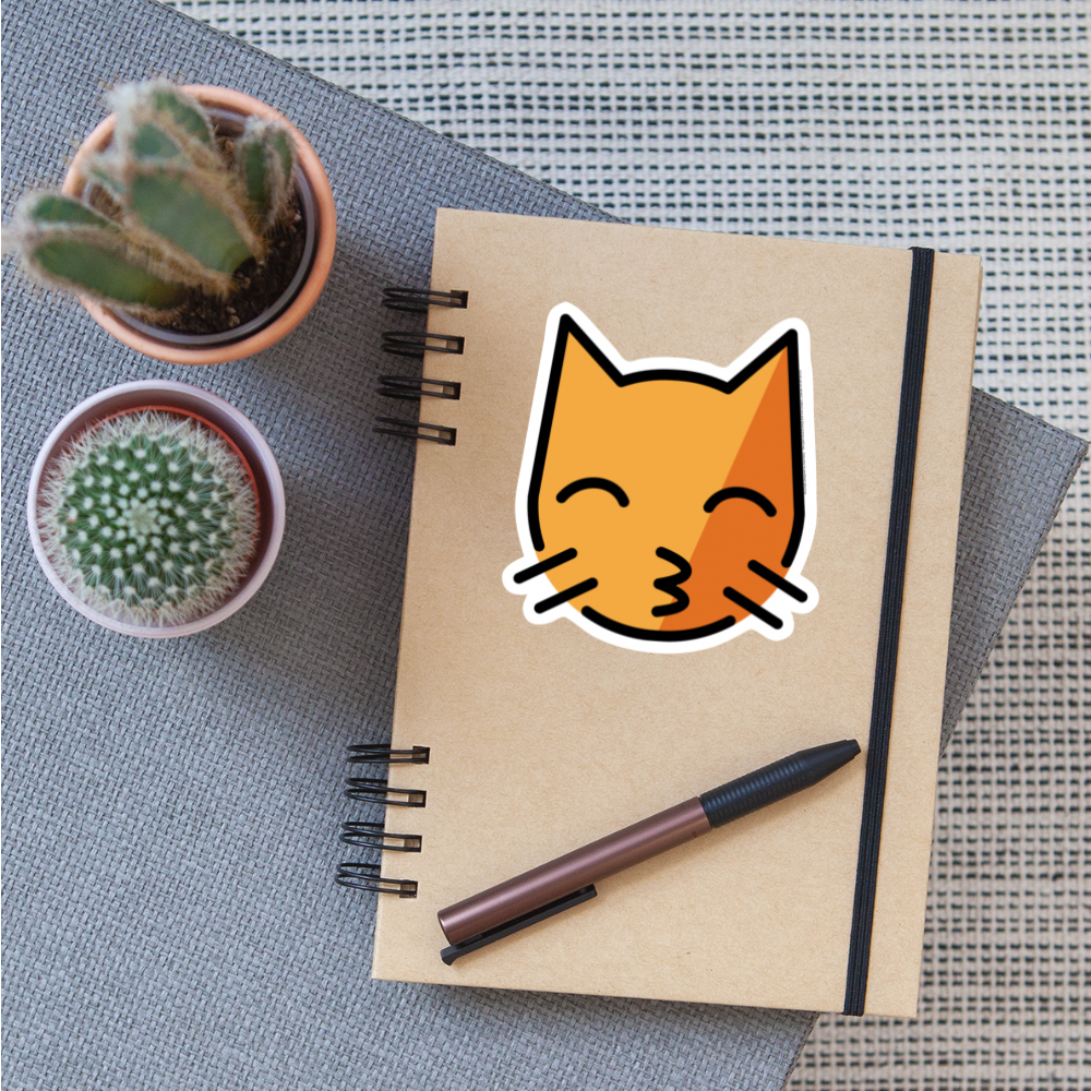 Kissing Cat Moji Sticker - Emoji.Express - white matte