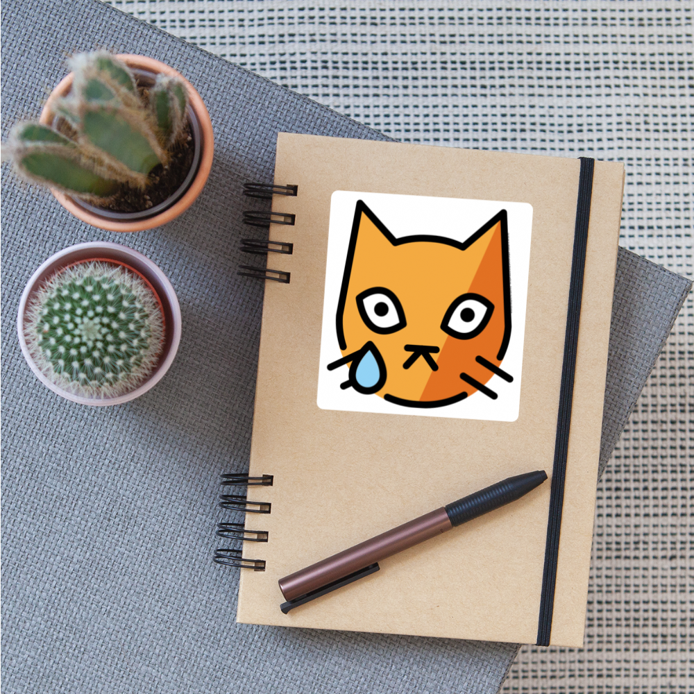 Crying Cat Moji Sticker - Emoji.Express - white matte