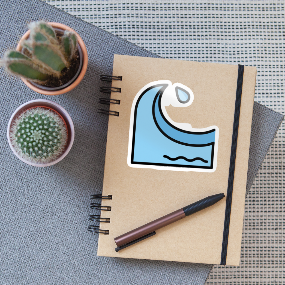 Water Wave Moji Sticker - Emoji.Express - white glossy
