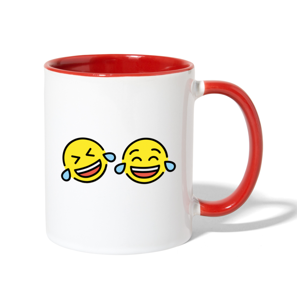 ROFL + Tears of Joy Power Pair Mojis Contrast Coffee Mug - Emoji.Express - white/red