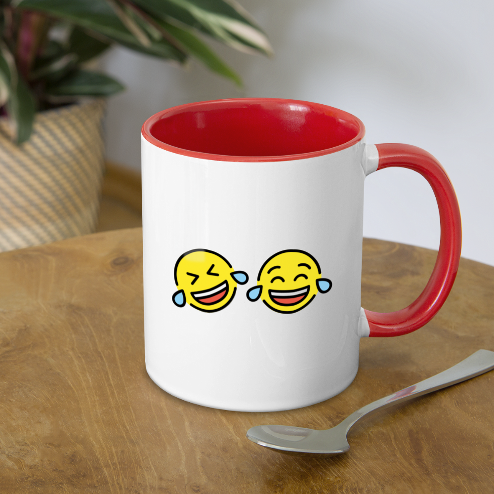 ROFL + Tears of Joy Power Pair Mojis Contrast Coffee Mug - Emoji.Express - white/red