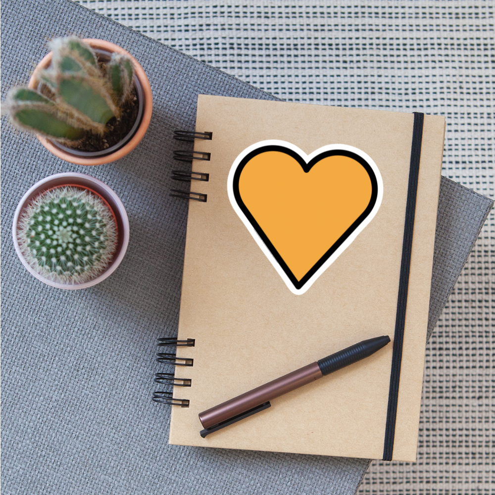 Orange Heart Moji Sticker - Emoji.Express - white matte