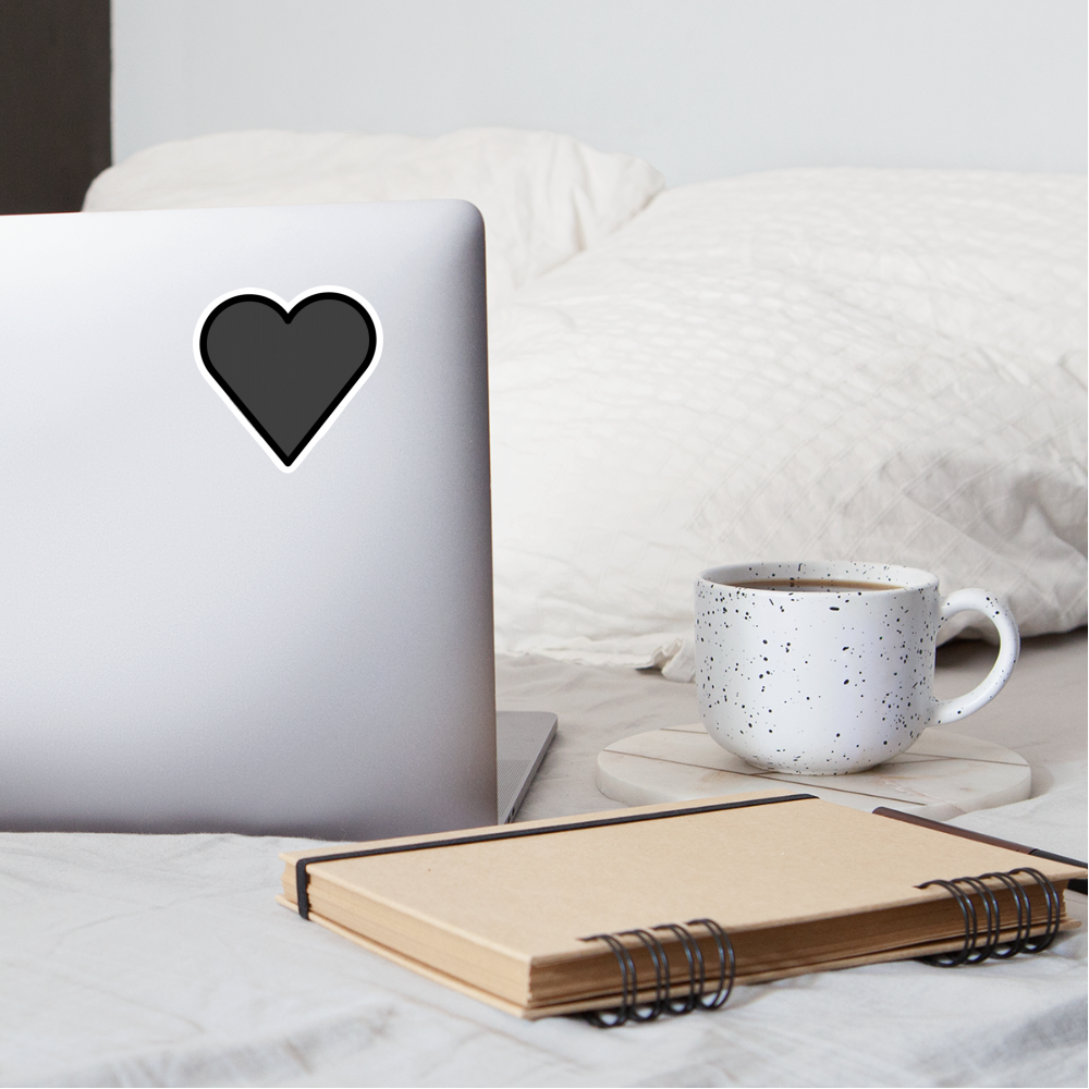 Black Heart Moji Sticker - Emoji.Express - white matte