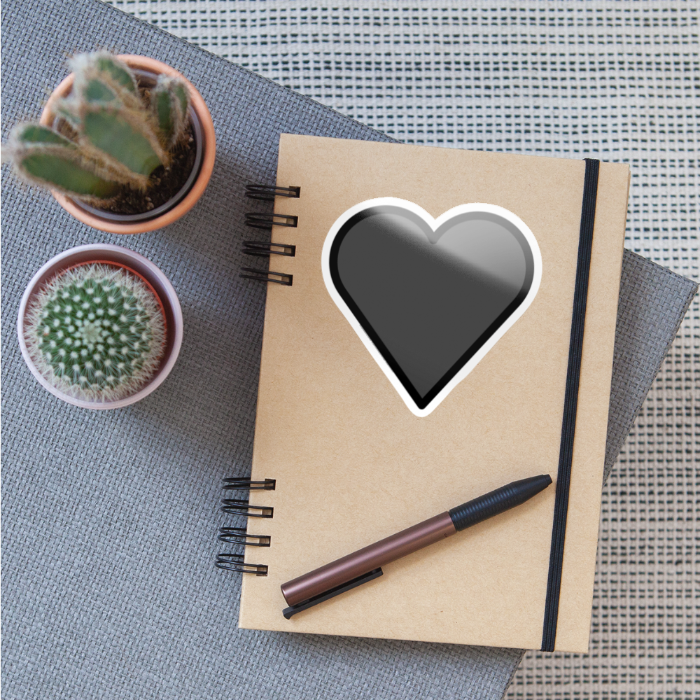 Black Heart Moji Sticker - Emoji.Express - white glossy