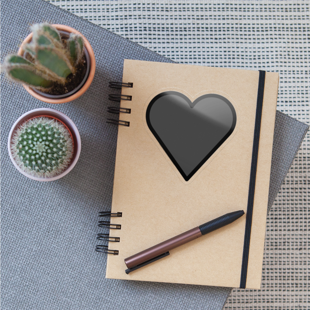 Black Heart Moji Sticker - Emoji.Express - transparent glossy