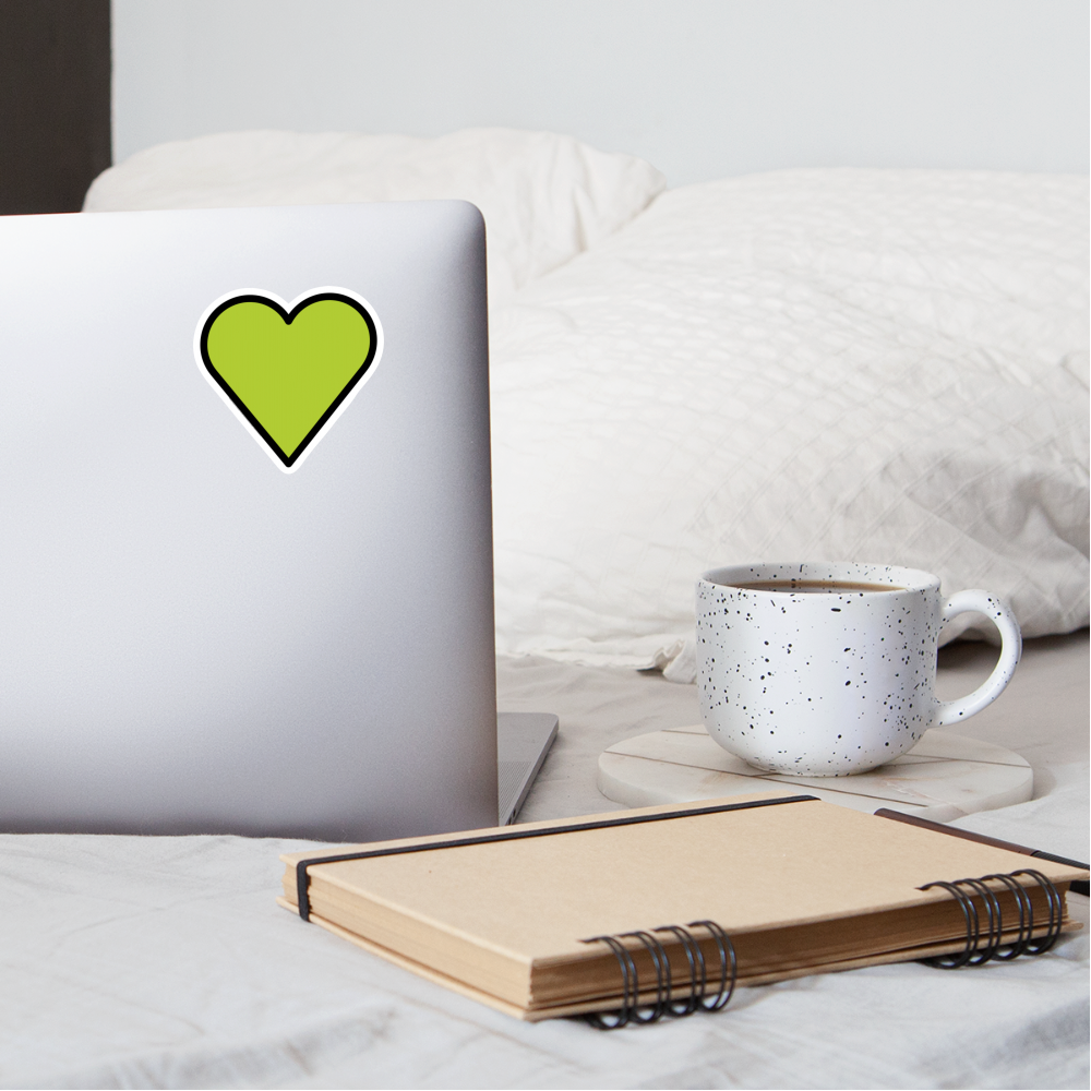 Green Heart Moji Sticker - Emoji.Express - white matte