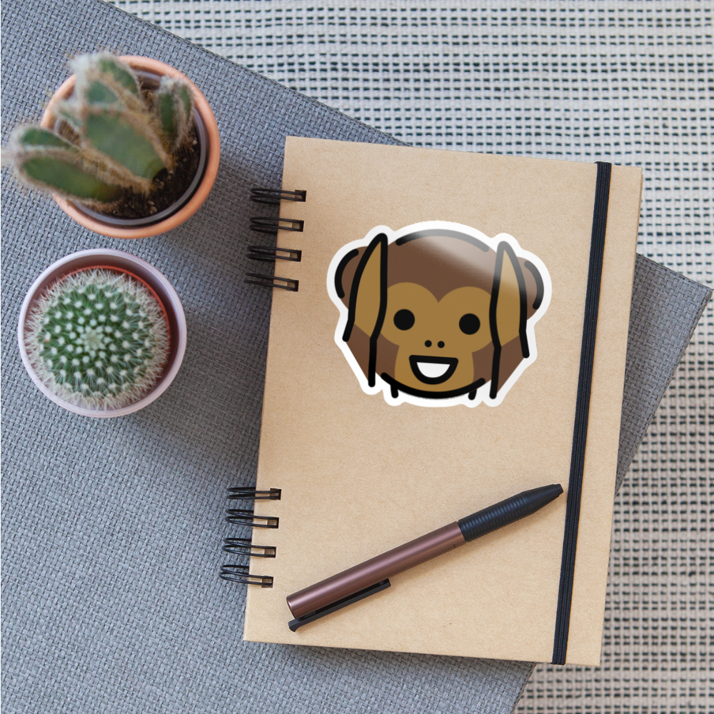 Hear No Evil Monkey Moji Sticker - Emoji.Express - white glossy