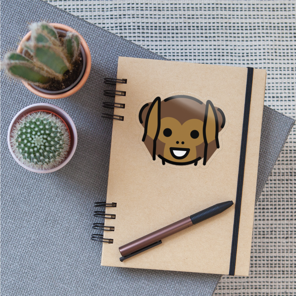 Hear No Evil Monkey Moji Sticker - Emoji.Express - transparent glossy