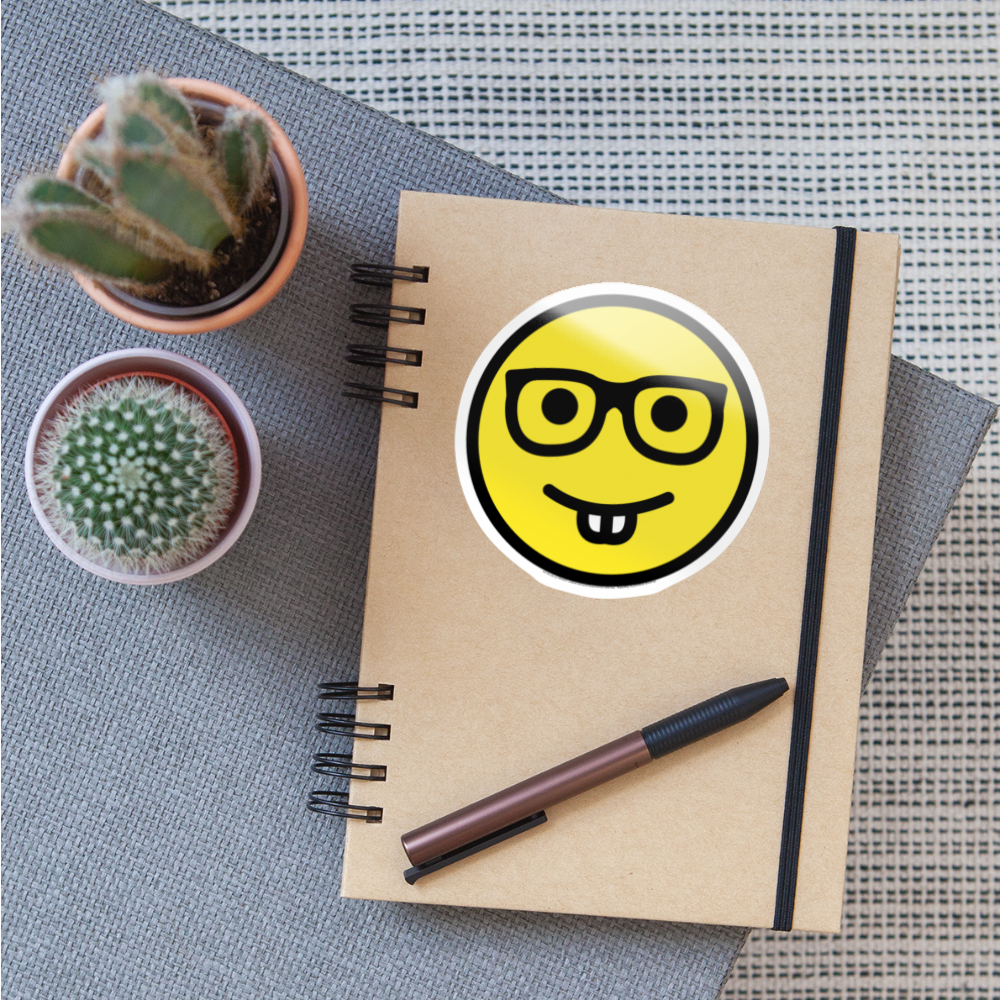 Nerd Face Moji Sticker - Emoji.Express - white glossy