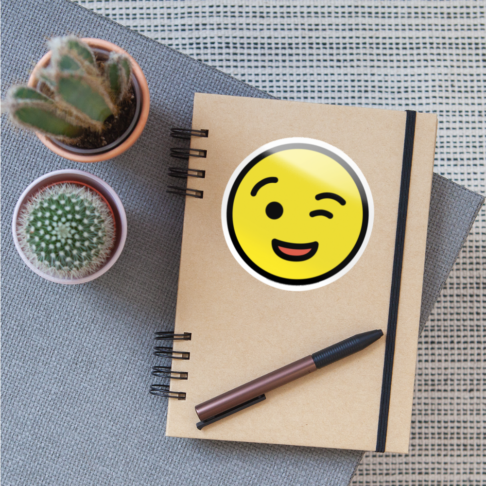Winking Face Moji Sticker - Emoji.Express - white glossy