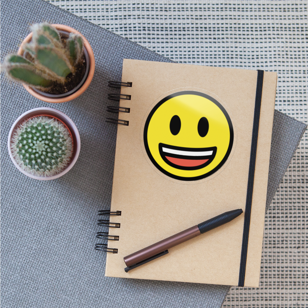 Grinning Face with Big Eyes Moji Sticker - Emoji.Express - transparent glossy
